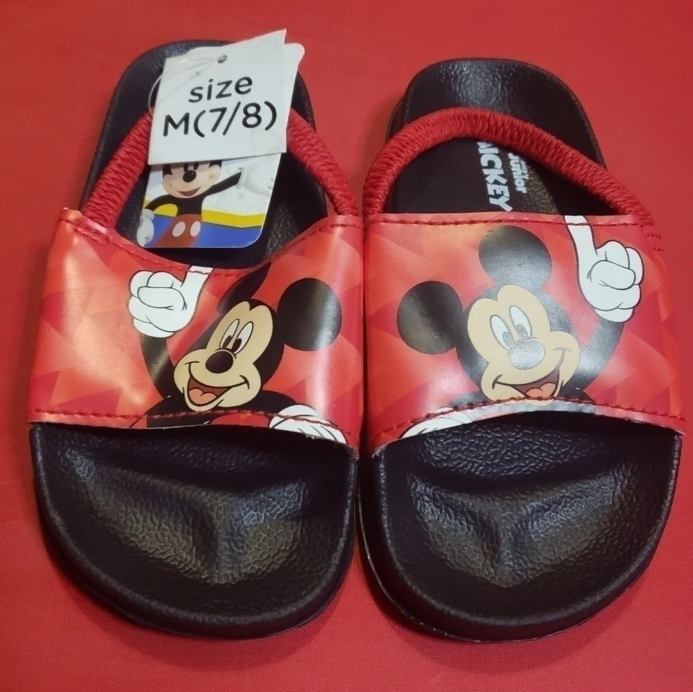 blue batman and red mickey flip flops set size M(7/8)